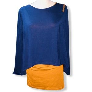 Two layered Navy & Mustard Top